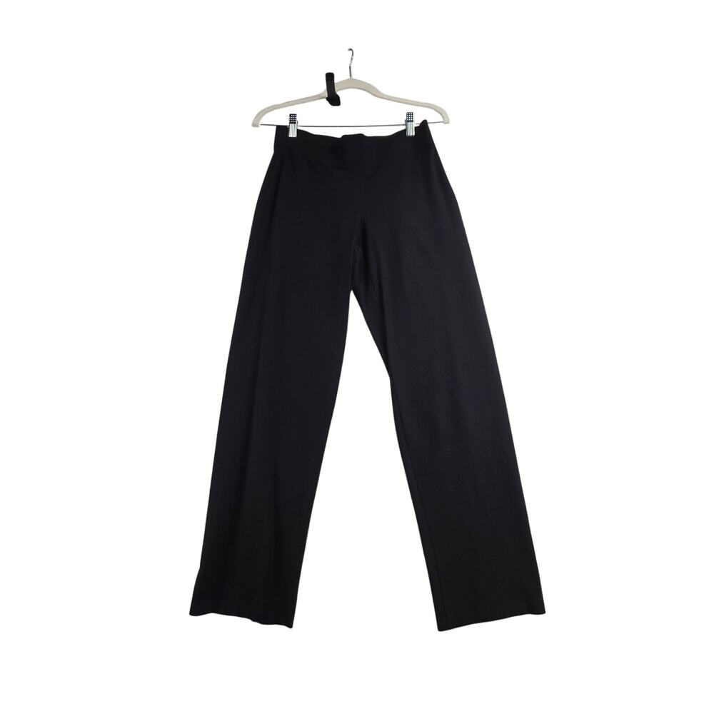 Eileen Fisher Black Stretch Knit Pull On Straight Leg Pants XS Made USA 0131